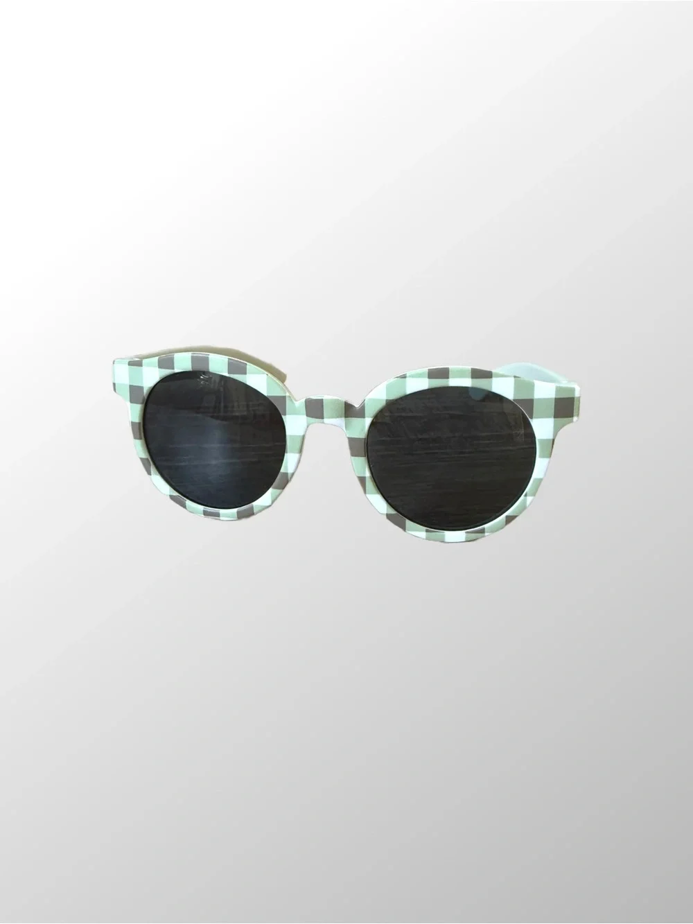 Kids Checkerboard Round Sunglasses - Mint Green
